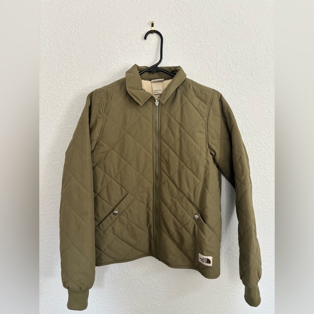 North Face Olive Green Puffer Sherpa Jacket
